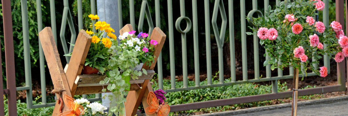 Terrasse mit Blumentröge