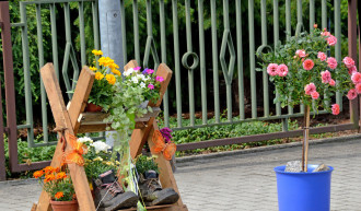 Terrasse mit Blumentröge