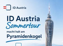 Bild vom Pyramidenkogel mit der Aufschrift Sommertour ID Austria