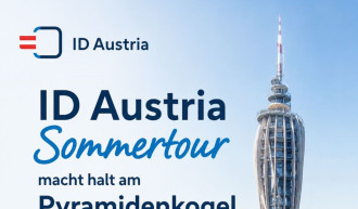 Bild vom Pyramidenkogel mit der Aufschrift Sommertour ID Austria